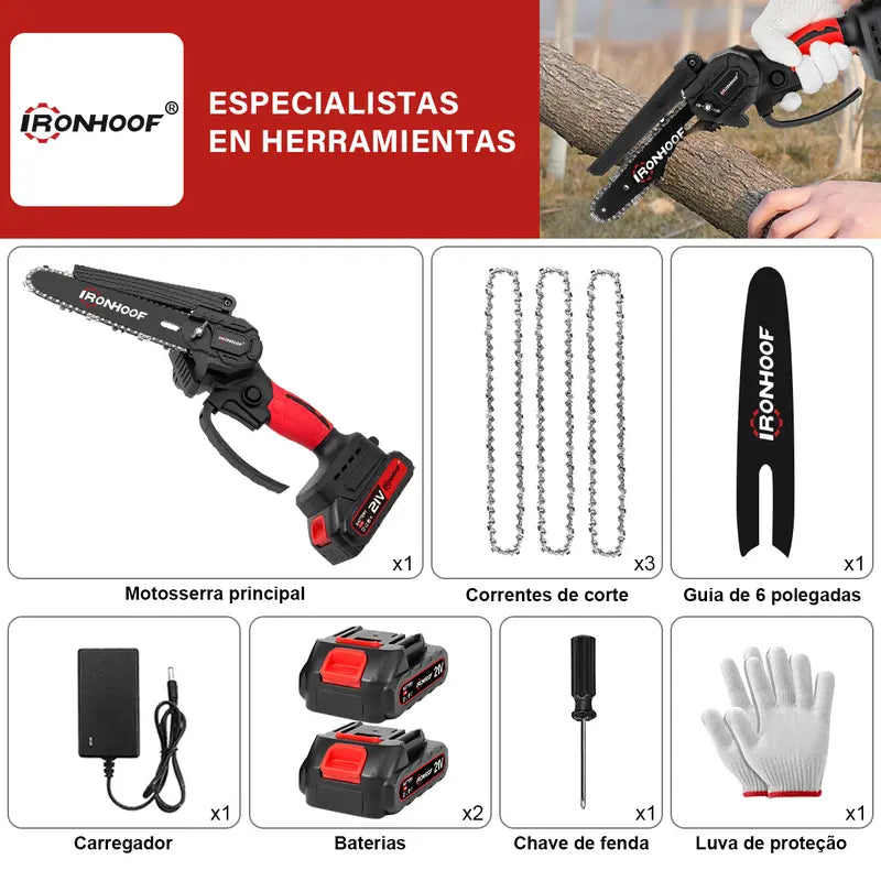 [Black Friday] MotoSerra Elétrica 6 Polegadas Brushless 2 Baterias Portátil Sem Fio Recarregável