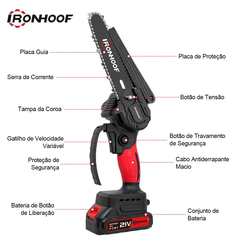 [Black Friday] MotoSerra Elétrica 6 Polegadas Brushless 2 Baterias Portátil Sem Fio Recarregável