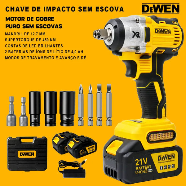 Chave de impacto sem escova DAOYI 21V com controle de velocidade sensível à pressão para trabalhos precisos