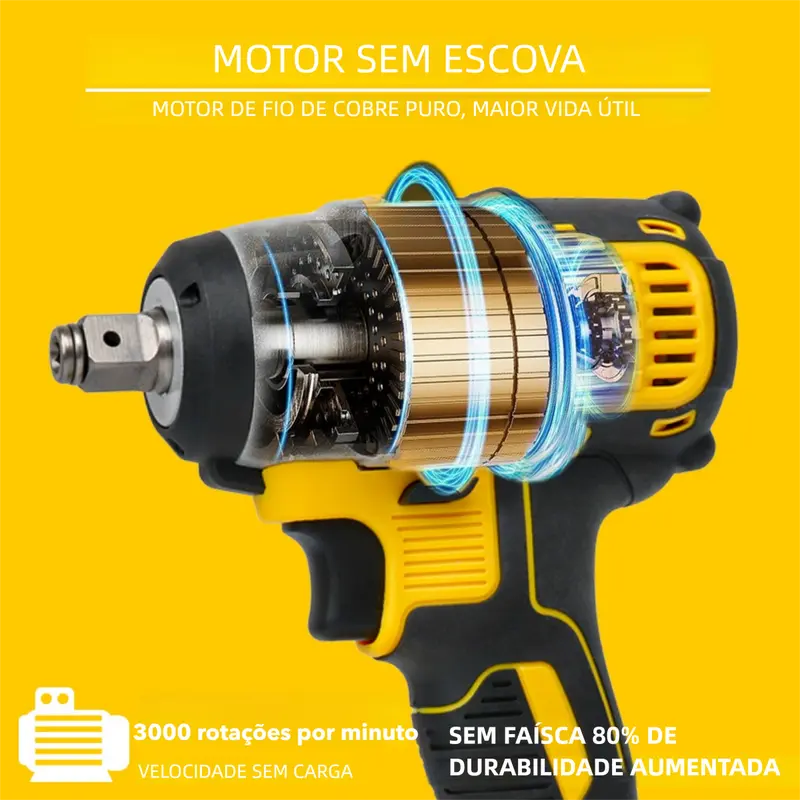 Chave de impacto sem escova DAOYI 21V com controle de velocidade sensível à pressão para trabalhos precisos