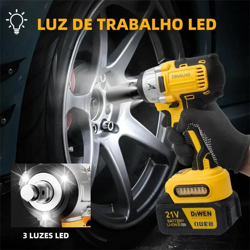 Chave de impacto sem escova DAOYI 21V com controle de velocidade sensível à pressão para trabalhos precisos