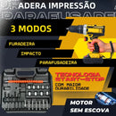 [PROMOÇÃO BLACK FRIDAY] Furadeira e Parafusadeira de Impacto Sem Fio 48v Recarregável, 2 Baterias, Estojo de Armazenamento e 28 Acessórios